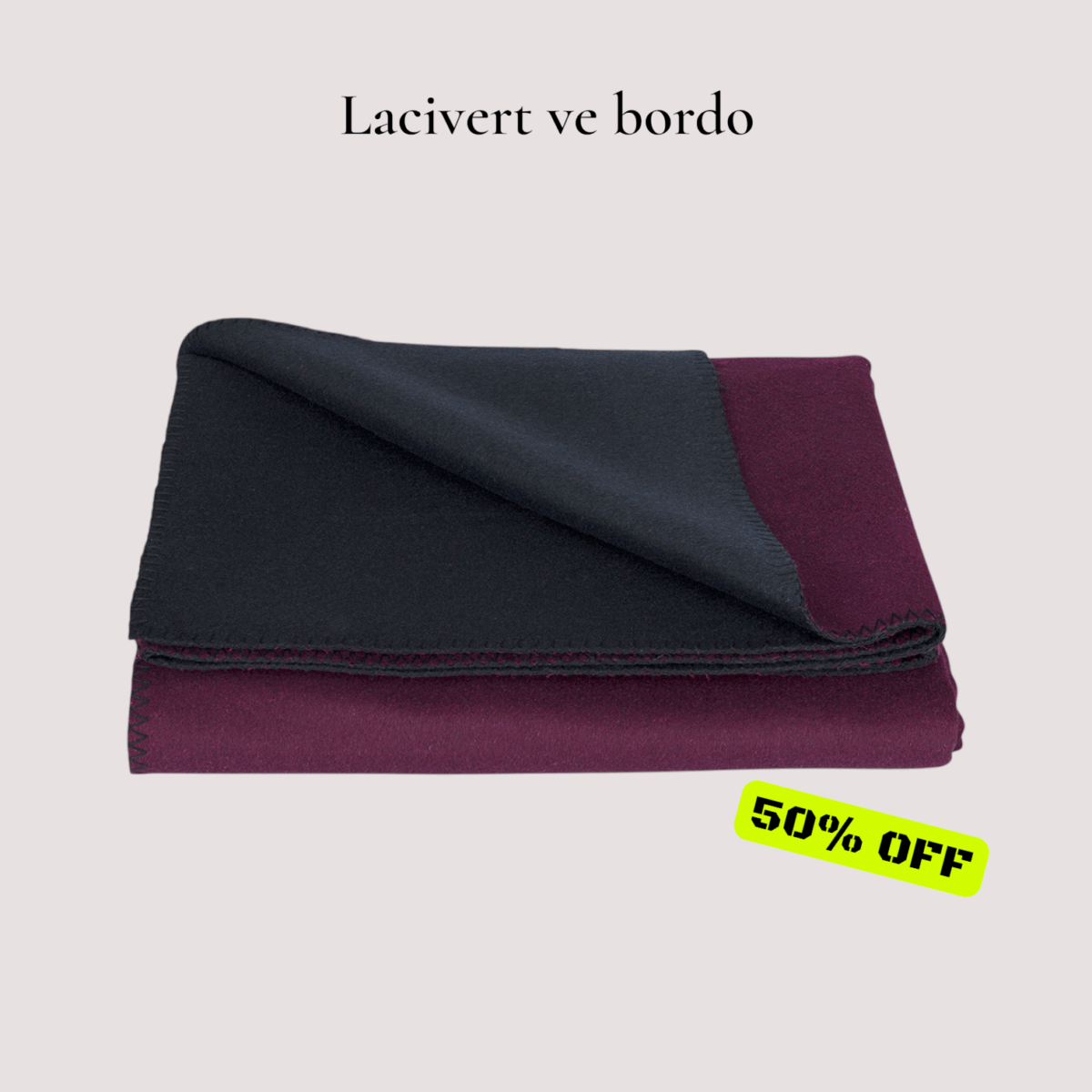 Battaniye %80 Yün Bordo ve Lacivert